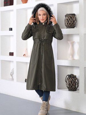 Haki Tünel Detaylı Mont