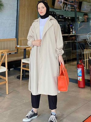 Kol Elastik Detaylı Trençkot