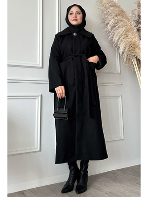 Kuşaklı Gizli Patlı Siyah Kaban