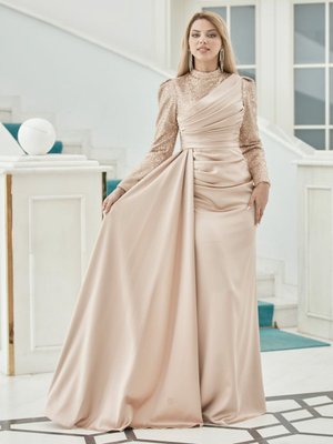 Bakır Renk Mihri Abiye Elbise Bakır Renk Mihri Abiye Elbise