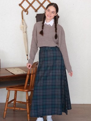 Yeşil Ekose Kloş Etek