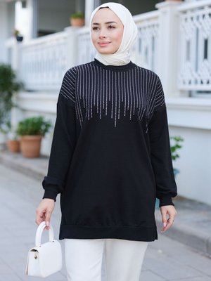 Taş Aksesuarlı Tunik Siyah Taş Aksesuarlı Tunik Siyah