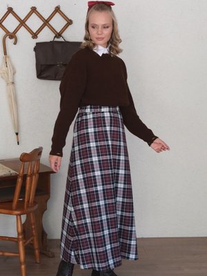 Bordo Ekose Kloş Etek