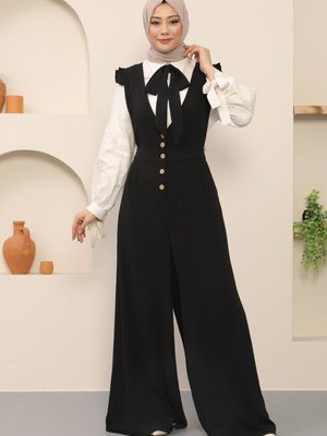 Siyah Papyonlu Düğmeli Tulum Siyah Papyonlu Düğmeli Tulum