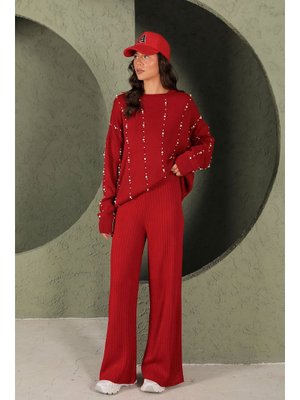 Kırmızı Triko Pantolon