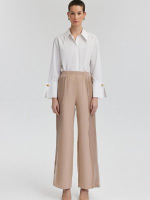 Organze Detaylı Keten Pantolon Organze Detaylı Keten Pantolon