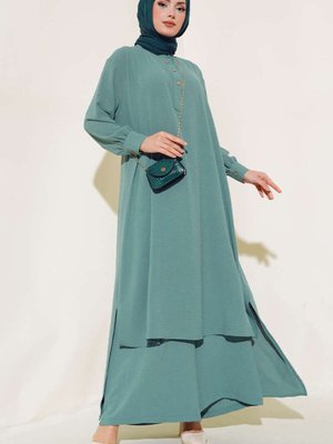 Yeşil Büyük Beden Pantolonu Lastikli Ayrobin Salaş İkili Takım Yeşil Büyük Beden Pantolonu Lastikli Ayrobin Salaş İkili Takım