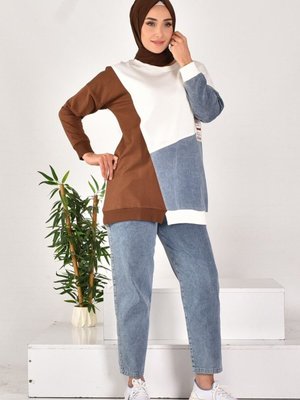 Kahverengi İki İplik Kumaş Kot Garnili İkili Takım Kahverengi İki İplik Kumaş Kot Garnili İkili Takım