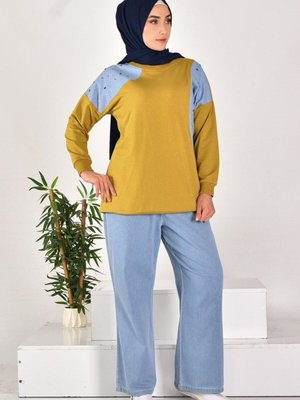 Yeşil İki İplik Kumaş Kot Garnili İkili Takım Yeşil İki İplik Kumaş Kot Garnili İkili Takım