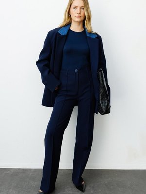 Kot Garni Detaylı Blazer Lacivert Ceket Kot Garni Detaylı Blazer Lacivert Ceket