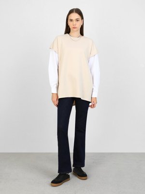 Taş Rengi Kolları Gömlek Detaylı Tunik Taş Rengi Kolları Gömlek Detaylı Tunik