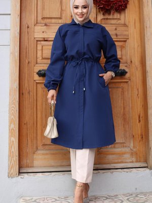 İndigo Gizli Patlı Trençkot İndigo Gizli Patlı Trençkot