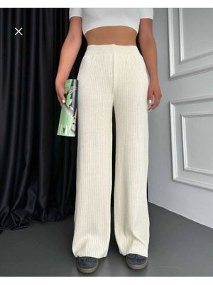 Taş Fitilli Ve Beli Lastikli Triko Düz Şık Pijama Pantolon Taş Fitilli Ve Beli Lastikli Triko Düz Şık Pijama Pantolon