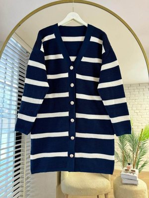 Çizgili Uzun Hırka