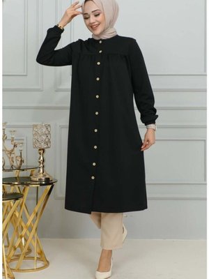 Büzgülü Tunik Siyah