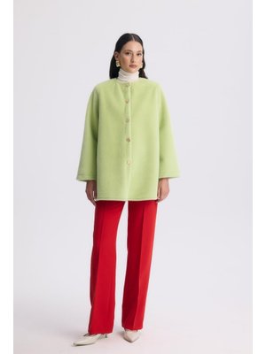 Fıstık Yeşili Mary Kemerli Goldfox Kaban