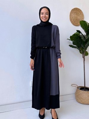 Dama Merserize Elbise Füme