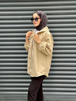Taş Kapüşonlu Önü Baglamalı Kimono