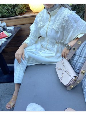 Dantel Ve Nervür Detaylı Yarasa Kol Takım