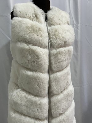 Suni Kürk Yelek Beyaz