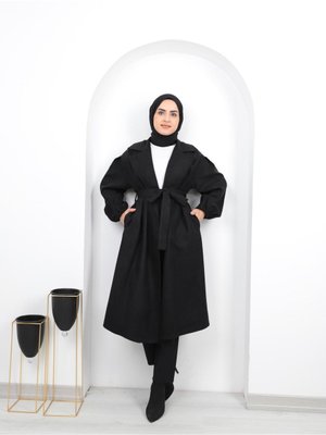 Kuşaklı Kolları Büzgülü Kaban