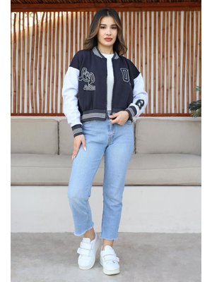 Siyah Ribanalı Fermuarlı Ceket