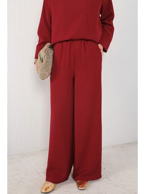 Bordo Krep Bol Pantolon