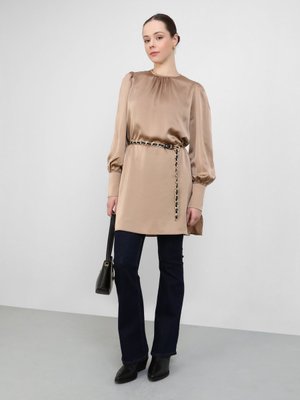 Saten Balon Kol Tunik Natural