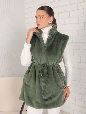 Yeşil Suni Kürk Yelek