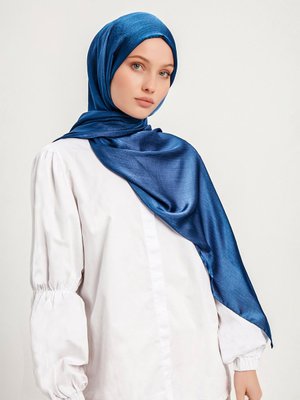 İndigo Janjanlı Krinkıl Şal