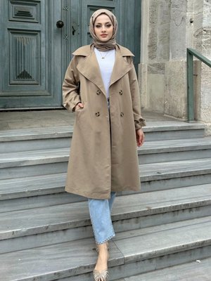 Kol Kemerli Trençkot Toprak Kol Kemerli Trençkot Toprak