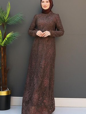 Mehtap Abiye Elbise Acı Kahve