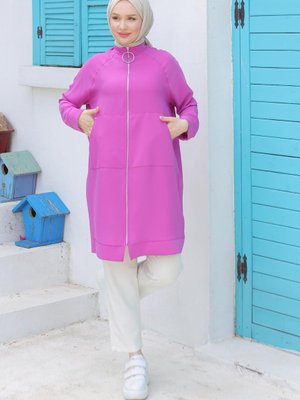 Fermuarlı Sırtı Yıldız Detaylı Tunik Açık Mor Fermuarlı Sırtı Yıldız Detaylı Tunik Açık Mor