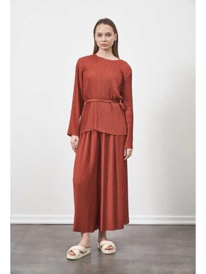 Gül Kurusu Pliseli Pantolon