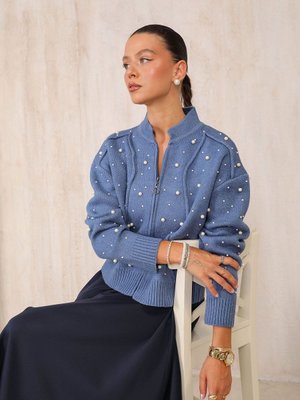 Mavi İncili Triko Hırka