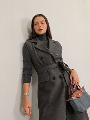 Antrasit Kaşe Uzun Yelek