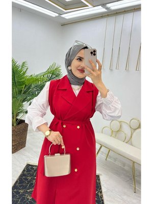 İkili Takım Duble Krep Kumaş Pantolon Ve Uzun Yelek