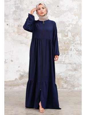 Lacivert Asyer Büzgülü Ferace