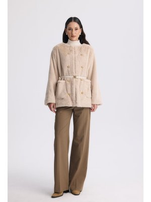 Taş Fayanna Cep Detaylı Kürk