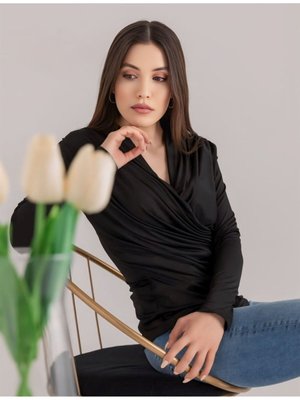 V Yaka Dekolteli Uzun Kollu Penye