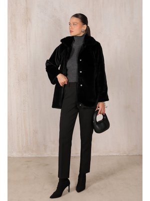 Siyah Suni Kürk Mont