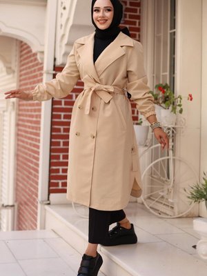 Bej Apolet Detaylı Trençkot Bej Apolet Detaylı Trençkot