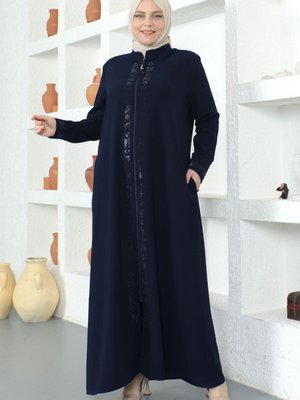 Pul I?şlemeli Ferace Lacivert