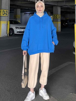 Kapüşonlu Oversize Yan Cepli Sweat