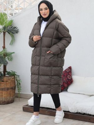 Oversize Şişme Mont Koyu Haki Oversize Şişme Mont Koyu Haki