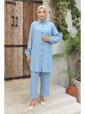 Büzgü Detaylı Bebe Mavisi Takım Büzgü Detaylı Bebe Mavisi Takım