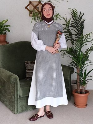 Gri File Triko Tunik Gri File Triko Tunik