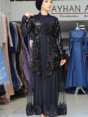 Pul Payet Altı Fransız Tül Abaya