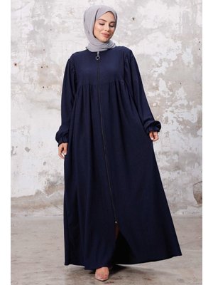 Lacivert Esyel Büzgü Kol Ferace