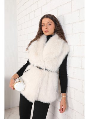 Ekru Kürk Yelek